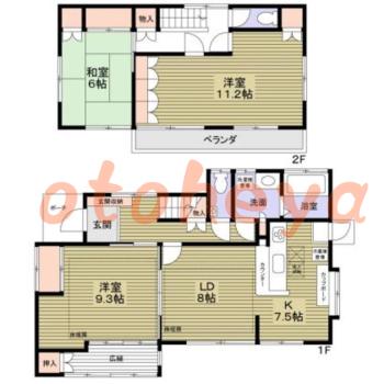 楽器ピアノ可相談 の 賃貸物件 3LDK 16.8万円の図面１