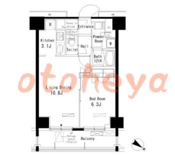 楽器ピアノ可相談 の 賃貸物件 1LDK 15.3万円の図面１