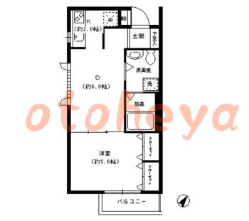 楽器ピアノ可相談 の 賃貸物件 1DK 13.6万円の図面１