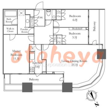 楽器ピアノ可相談 の 賃貸物件 3LDK 72万円の図面１
