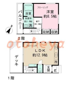 楽器ピアノ可相談 の 賃貸物件 1LDK 15.5万円の図面１