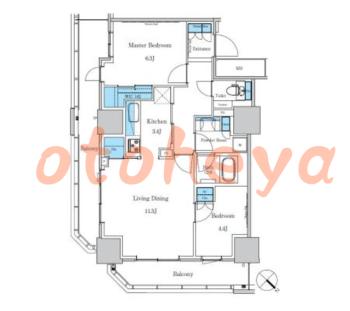 楽器ピアノ可相談 の 賃貸物件 2LDK 25.5万円の図面１