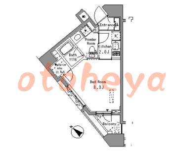 楽器ピアノ可相談 の 賃貸物件 1K 10.2万円の図面１