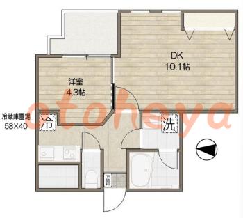楽器ピアノ可相談 の 賃貸物件 1DK 17.7万円の図面１