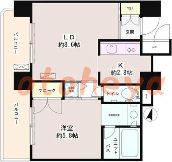 楽器ピアノ可相談 の 賃貸物件 1LDK 11万円の図面１