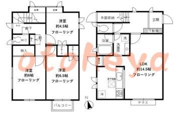 楽器ピアノ可相談 の 賃貸物件 3LDK 26.5万円の図面１