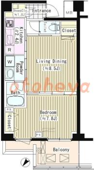 楽器ピアノ可相談 の 賃貸物件 1LDK 20.6万円の図面１