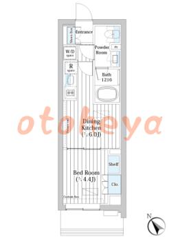 楽器ピアノ可相談 の 賃貸物件 1DK 15.5万円の図面１
