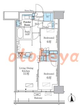 楽器ピアノ可相談 の 賃貸物件 2LDK 30.6万円の図面１