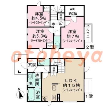 楽器ピアノ可相談 の 賃貸物件 3LDK 24.5万円の図面１