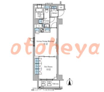 楽器ピアノ可相談 の 賃貸物件 1LDK 17.8万円の図面１