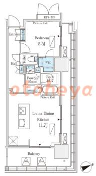 楽器ピアノ可相談 の 賃貸物件 1LDK 25.5万円の図面１
