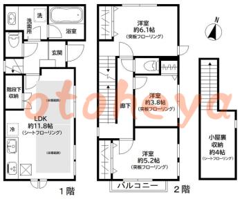 楽器ピアノ可相談 の 賃貸物件 3LDK 30万円の図面１
