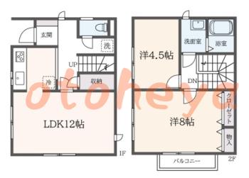 楽器ピアノ可相談 の 賃貸物件 2LDK 11.5万円の図面１