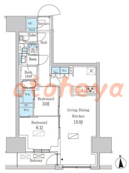 楽器ピアノ可相談 の 賃貸物件 2LDK 28.9万円の図面１