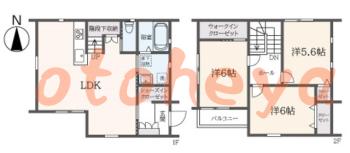 楽器ピアノ可相談 の 賃貸物件 3LDK 16.5万円の図面１
