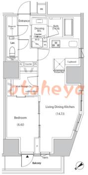 楽器ピアノ可相談 の 賃貸物件 1LDK 32.3万円の図面１