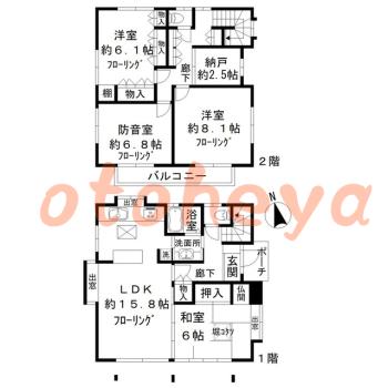楽器ピアノ可相談 の 賃貸物件 3SLDK 23万円の図面１