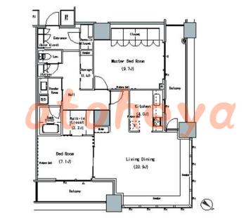 楽器ピアノ可相談 の 賃貸物件 2LDK 32.8万円の図面１