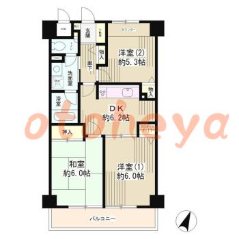 楽器ピアノ可相談 の 賃貸物件 3DK 9.9万円の図面１