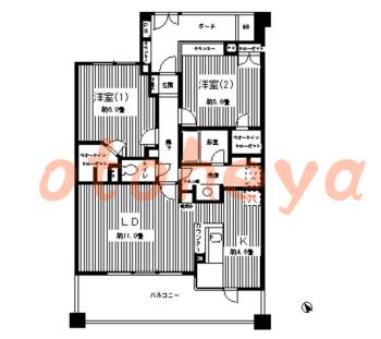 楽器ピアノ可相談 の 賃貸物件 2LDK 13.5万円の図面１