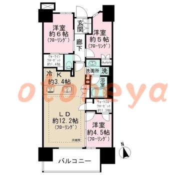 楽器ピアノ可相談 の 賃貸物件 3LDK 20.5万円の図面１