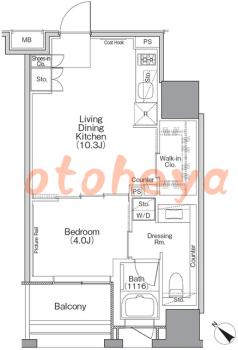 楽器ピアノ可相談 の 賃貸物件 1LDK 16.3万円の図面１