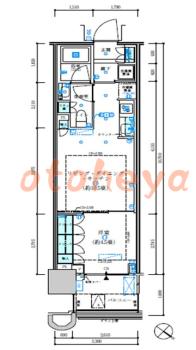 楽器ピアノ可相談 の 賃貸物件 1LDK 23.3万円の図面１