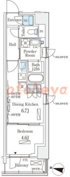 楽器ピアノ可相談 の 賃貸物件 1DK 13.5万円の図面１