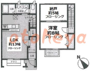 楽器ピアノ可相談 の 賃貸物件 1SLDK 11.3万円の図面１
