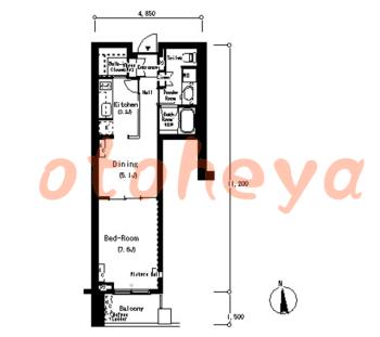 楽器ピアノ可相談 の 賃貸物件 1DK 26.9万円の図面１