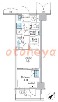 楽器ピアノ可相談 の 賃貸物件 1DK 14.3万円の図面１