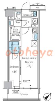 楽器ピアノ可相談 の 賃貸物件 1LDK 16.5万円の図面１