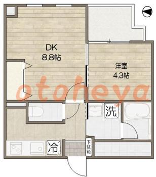 楽器ピアノ可相談 の 賃貸物件 1DK 18.4万円の図面１