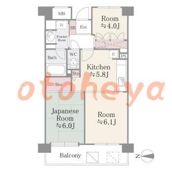 楽器ピアノ可相談 の 賃貸物件 3K 15.7万円の図面１