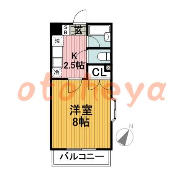 楽器ピアノ可相談 の 賃貸物件 1K 4.8万円の図面１