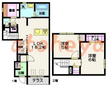 楽器ピアノ可相談 の 賃貸物件 2SLDK 31.5万円の図面１