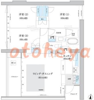 楽器ピアノ可相談 の 賃貸物件 3LDK 30万円の図面１