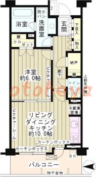 楽器ピアノ可相談 の 賃貸物件 1LDK 13.6万円の図面１