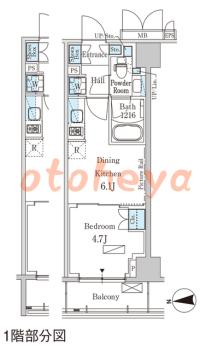 楽器ピアノ可相談 の 賃貸物件 1DK 12万円の図面１
