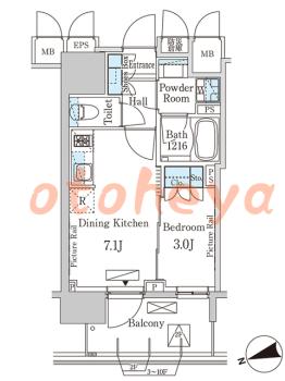 楽器ピアノ可相談 の 賃貸物件 1DK 15万円の図面１