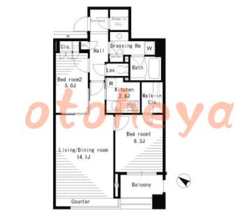 楽器ピアノ可相談 の 賃貸物件 2LDK 35.6万円の図面１