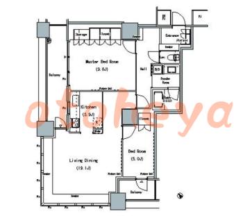楽器ピアノ可相談 の 賃貸物件 2LDK 33.4万円の図面１