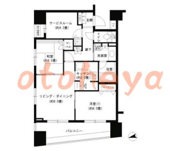 楽器ピアノ可相談 の 賃貸物件 2SLDK 26万円の図面１