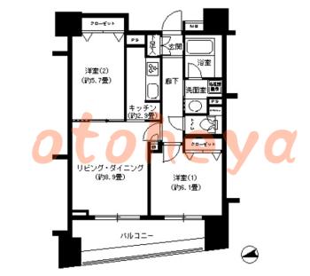 楽器ピアノ可相談 の 賃貸物件 2LDK 24.5万円の図面１