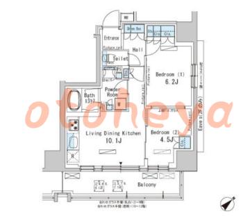 楽器ピアノ可相談 の 賃貸物件 2LDK 21.2万円の図面１