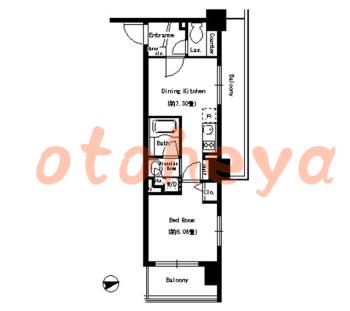 楽器ピアノ可相談 の 賃貸物件 1DK 15.2万円の図面１