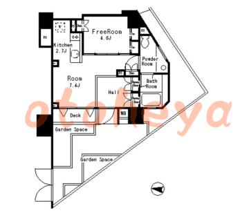 楽器ピアノ可相談 の 賃貸物件 1K 16万円の図面１