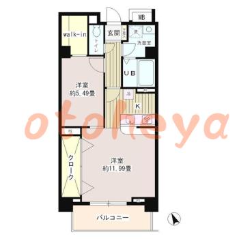 楽器ピアノ可相談 の 賃貸物件 1SK 15.8万円の図面１