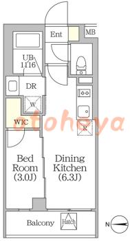 楽器ピアノ可相談 の 賃貸物件 1DK 15.1万円の図面1